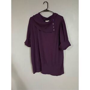 Established 1962 Purple Short Sleeve Cowl Neck Sweater Pullover Top 3X